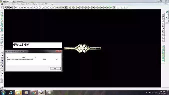 Flower Shaped Thin Gold Ring With Diamonds 6 3D print model