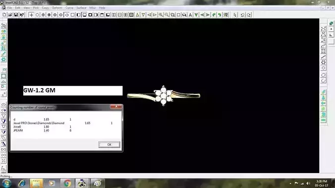 Flower Shaped Thin Gold Ring With Diamonds 7 3D print model