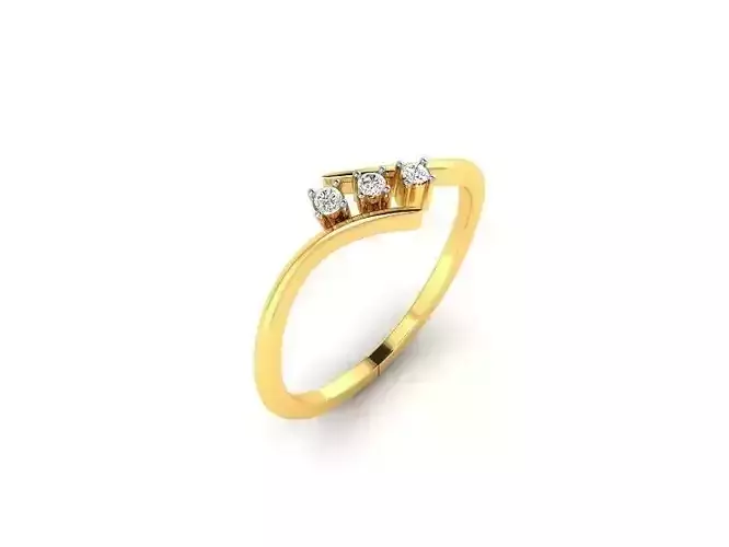 Spiral Gold Thin Ring With Diamonds 15