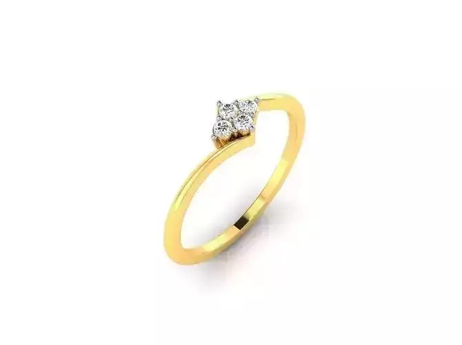 Spiral Gold Thin Ring With Diamonds 16