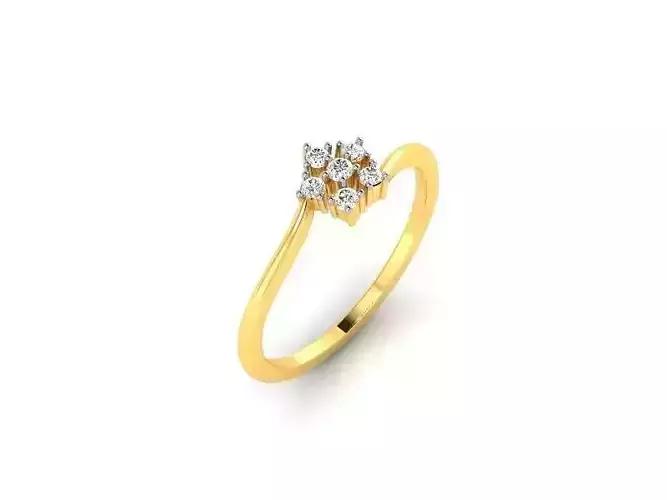 Flower Shaped Thin Gold Ring With Diamonds 8
