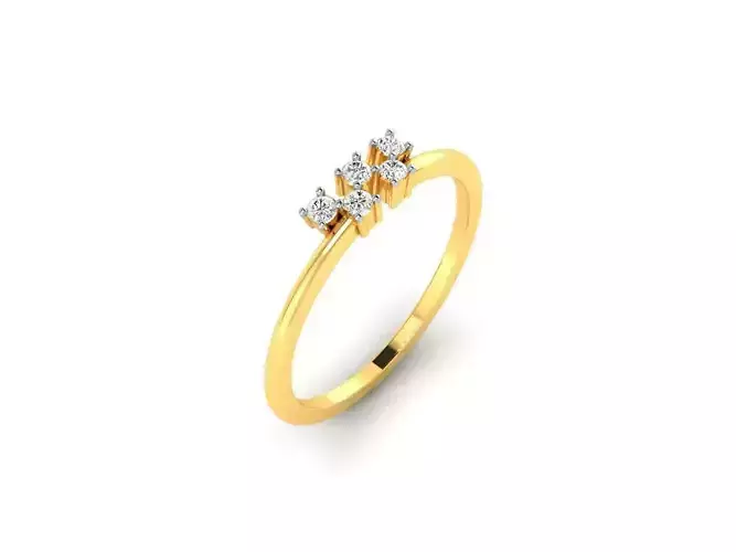 Gold Thin Engagement Ring With Diamonds 29