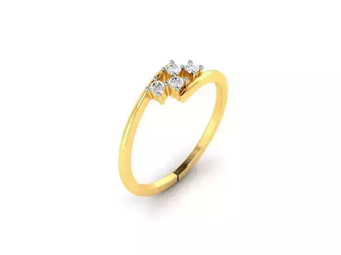 Spiral Gold Thin Ring With Diamonds 18