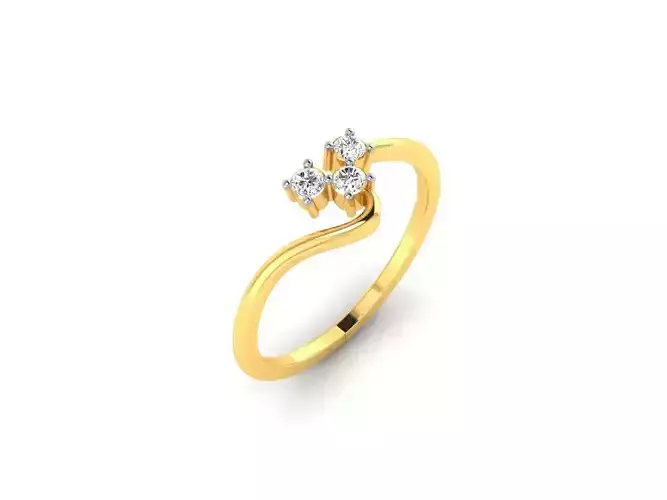 Wave Gold Ring With Diamonds