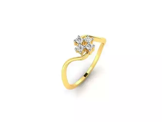 Spiral Gold Thin Ring With Diamonds 19