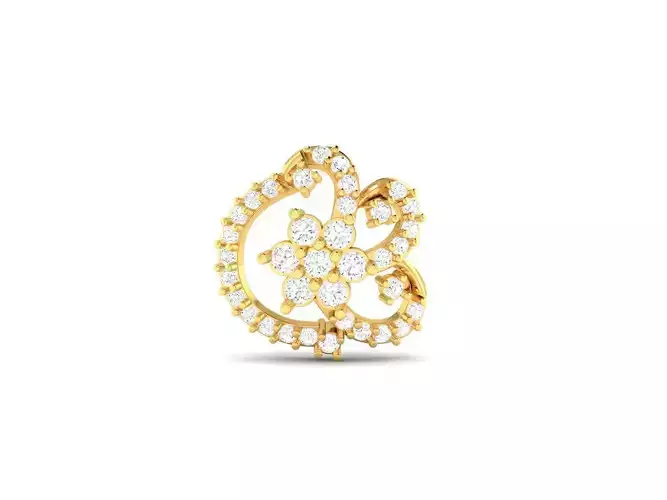 Floral Gold Pendant With Diamonds 4