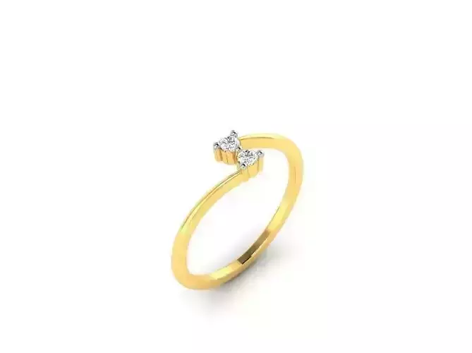 Spiral Gold Thin Ring With Diamonds 20