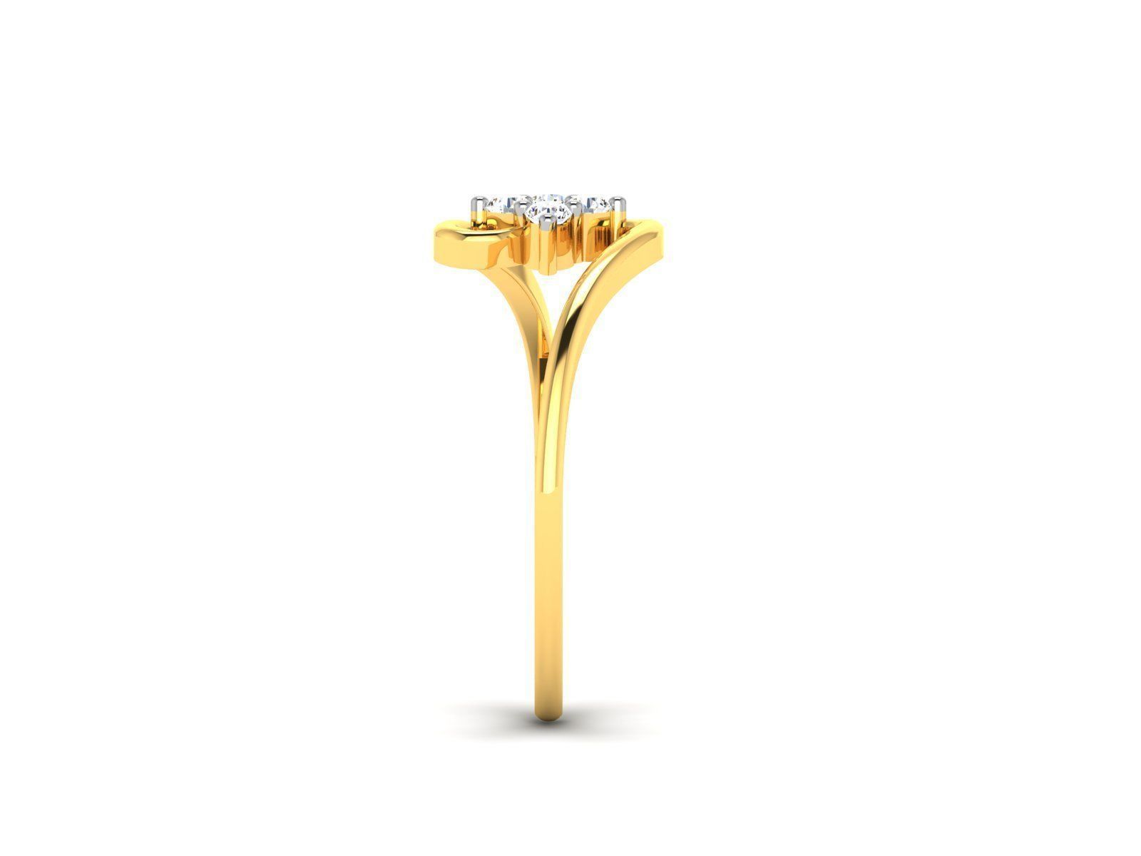 Swirl Gold Thin Ring With Diamonds 3D print model_1