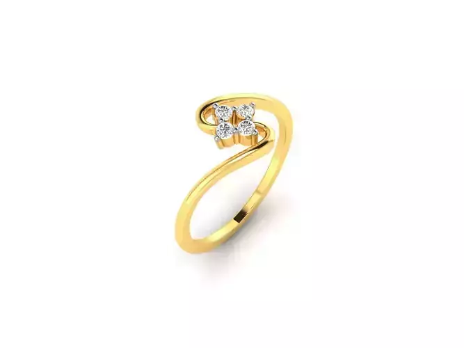 Swirl Gold Thin Ring With Diamonds
