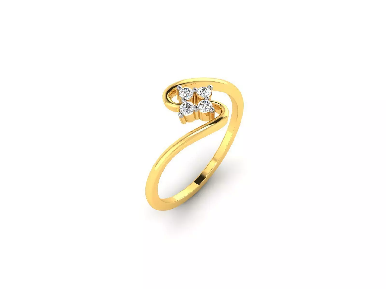 Swirl Gold Thin Ring With Diamonds 3D print model_0