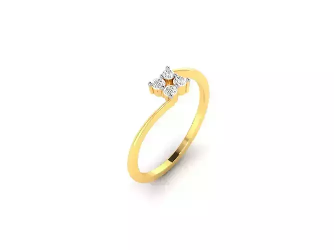 Gold Thin Engagement Ring With Diamonds 37