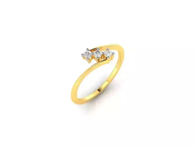 Spiral Gold Thin Ring With Diamonds 21