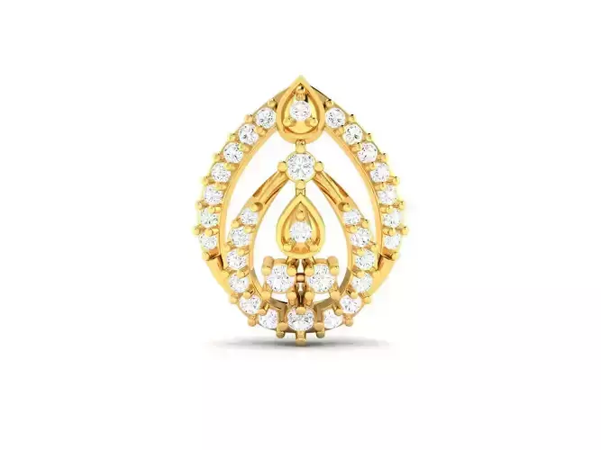 Drop Shaped Gold Pendant With Diamonds 7