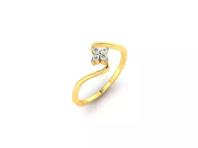 Swirl Gold Thin Ring With Diamonds 1