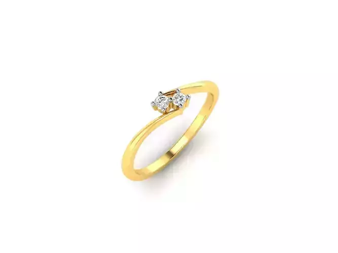 Spiral Gold Thin Ring With Diamonds 23