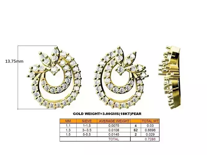 Drop Shaped Gold Ring With Diamonds 7