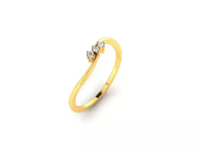 Swirl Gold Thin Ring With Diamonds 3