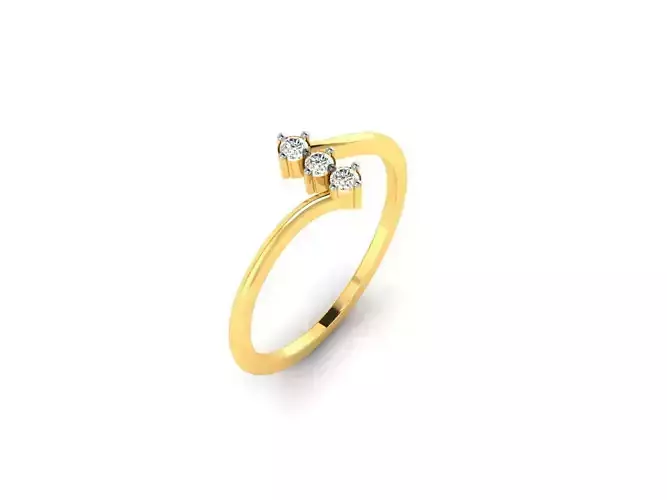 Spiral Gold Thin Ring With Diamonds 26