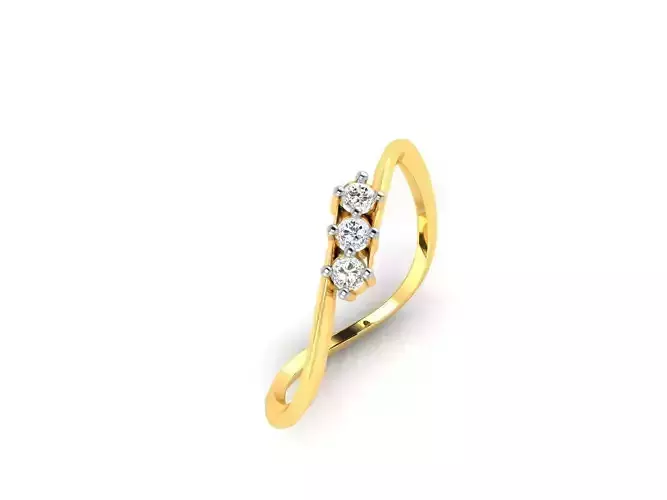 Swirled Gold Thin Ring With Diamonds 1