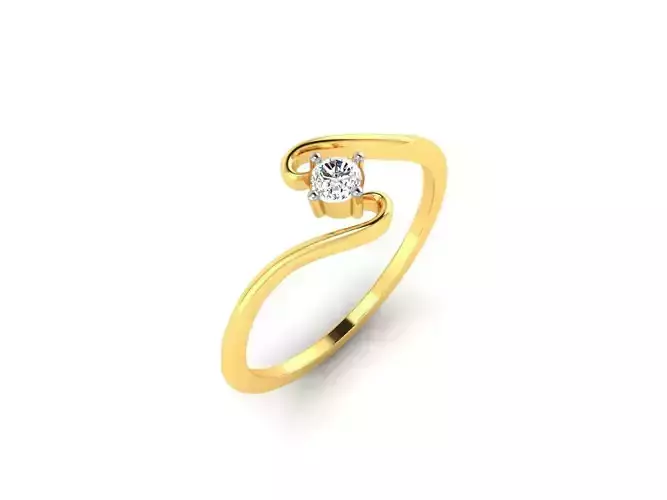 Swirled Gold Thin Ring With Diamonds 2
