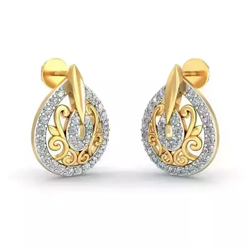 Drop Shaped Gold Earrings With Diamonds 8