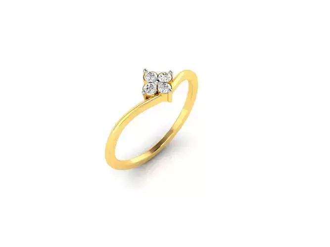 Gold Thin Engagement Ring With Diamonds 48
