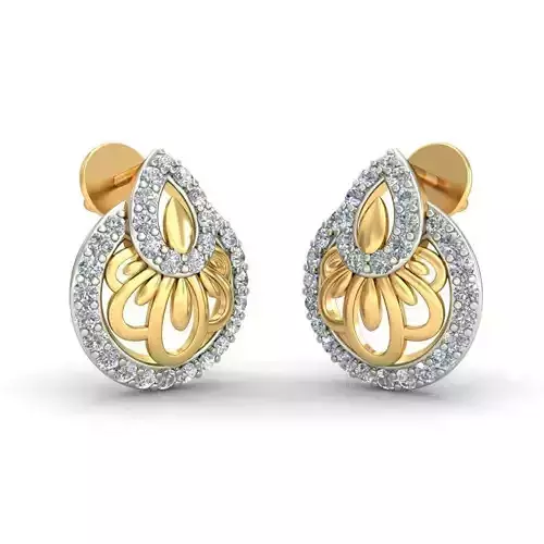 Round Shaped Gold Earrings With Diamonds 7