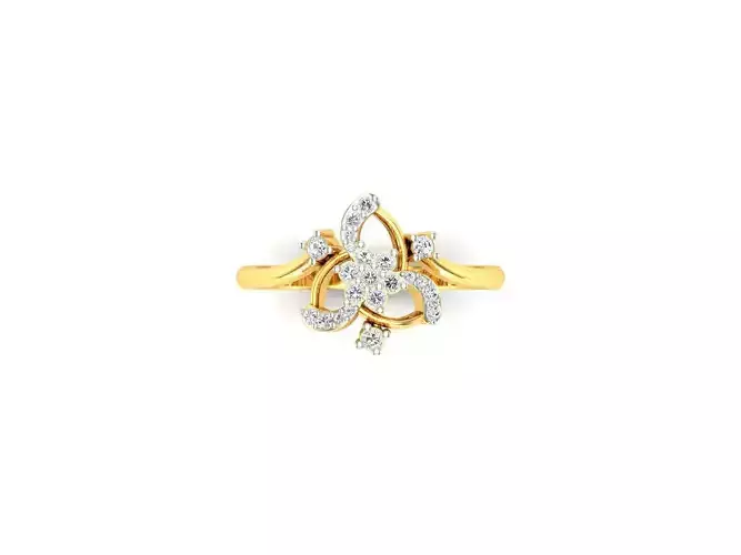 Flower Shaped Gold Ring With Diamonds 70