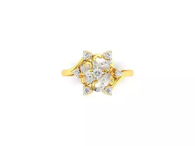 Flower Shaped Gold Ring With Diamonds 71