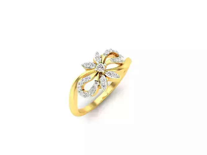 Flower Shaped Gold Ring With Diamonds 72