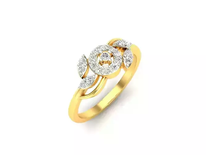 Round Shaped Gold Ring With Diamonds 33