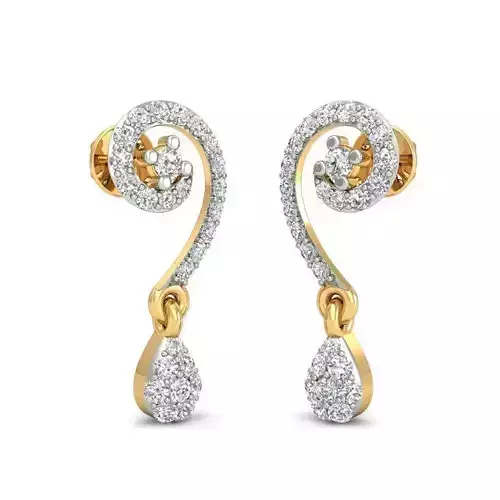Spiral Gold Drop Earrings With Diamonds 1