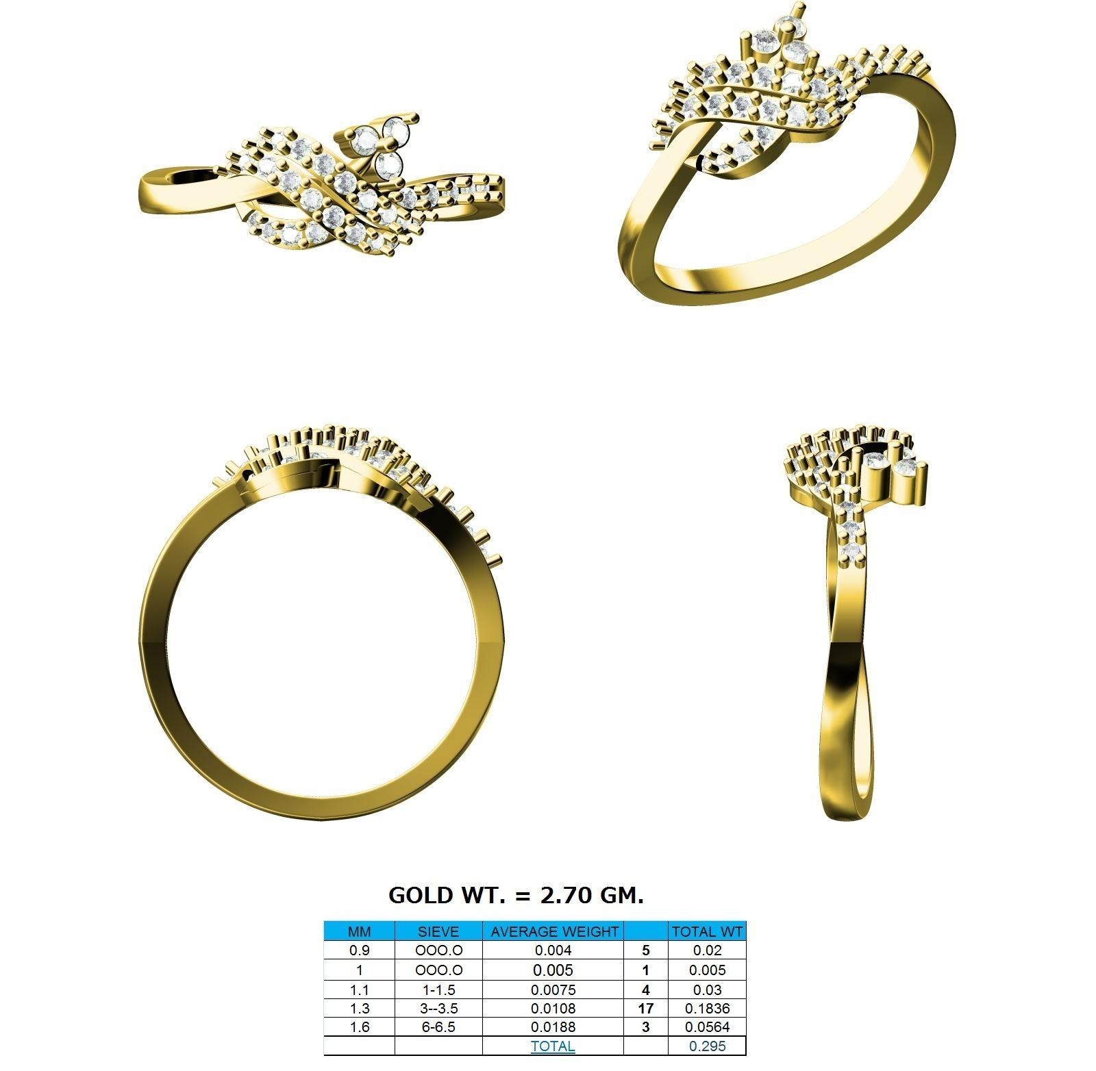 Knot Ring With Diamonds 3D print model_4