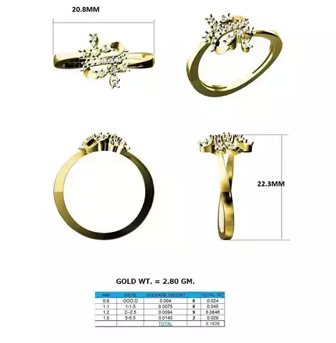 Floral Spiral Gold Ring With Diamonds 2