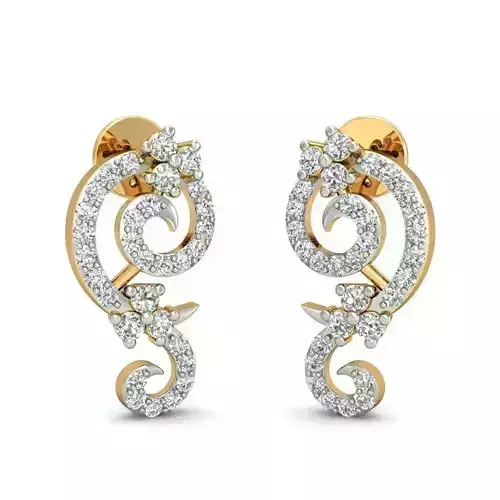 Spiral Gold Earrings With Diamonds 5