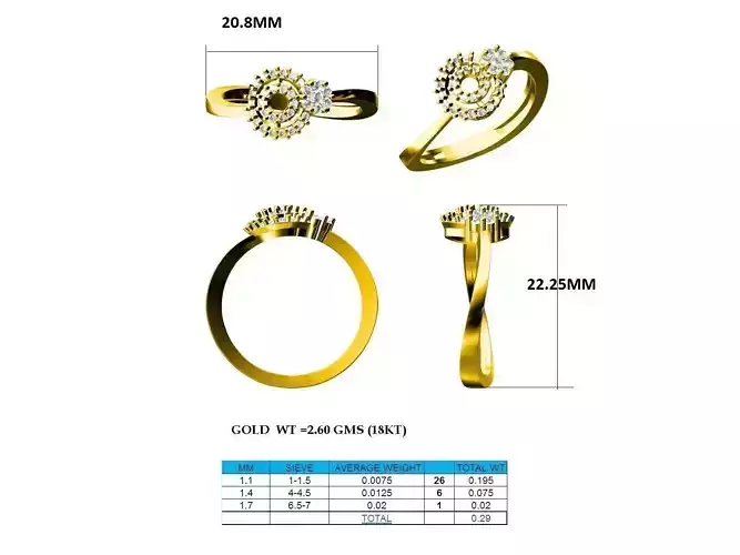 Round Shaped Gold Ring With Diamonds 36