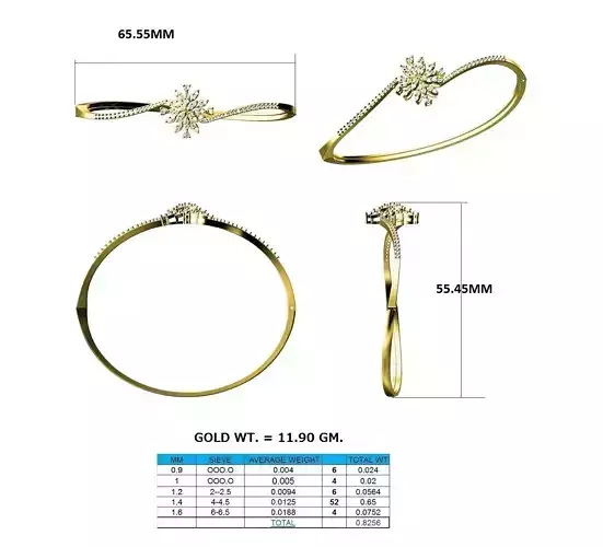 Flower Shaped Spiral Gold Ring With Diamonds 1