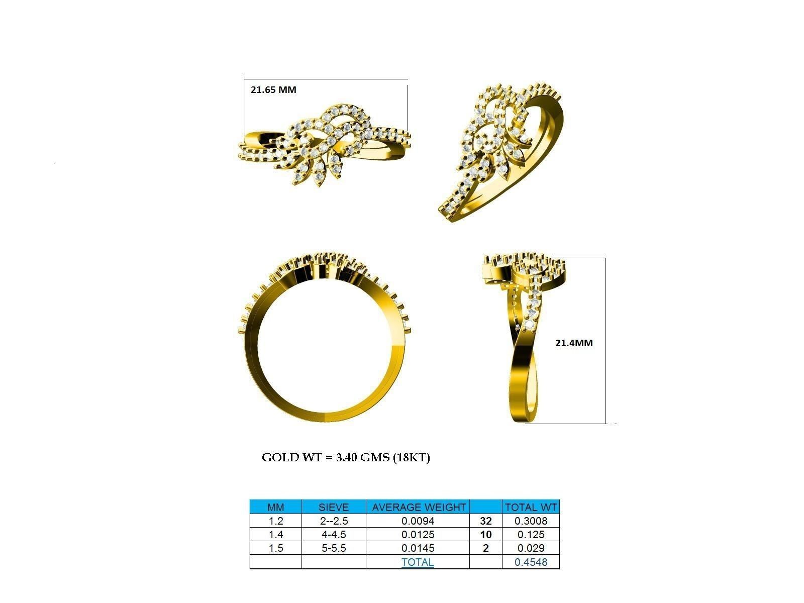 Loop Shaped Gold Ring With Diamonds 1 3D print model_4