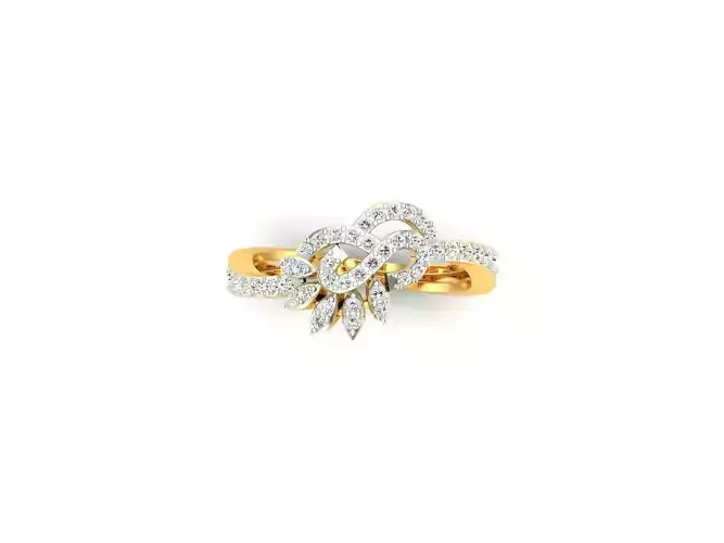 Loop Shaped Gold Ring With Diamonds 1