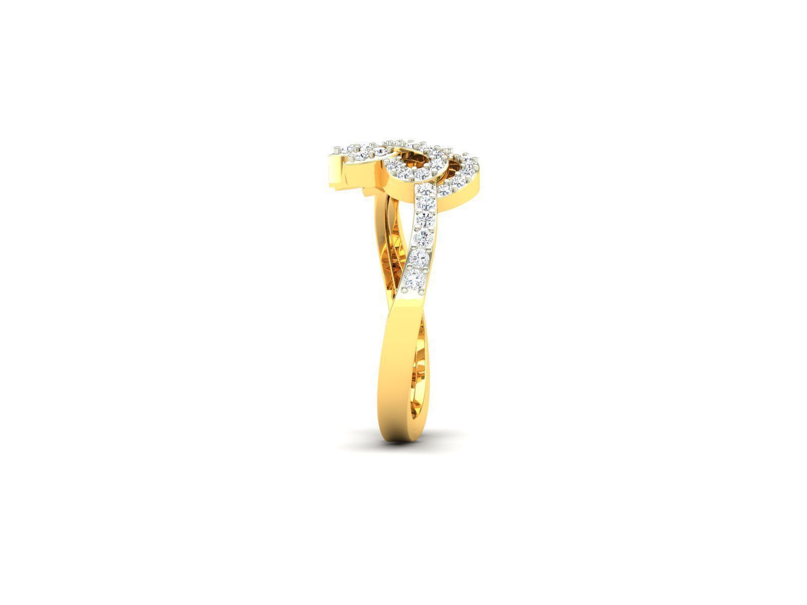 Loop Shaped Gold Ring With Diamonds 1 3D print model_3