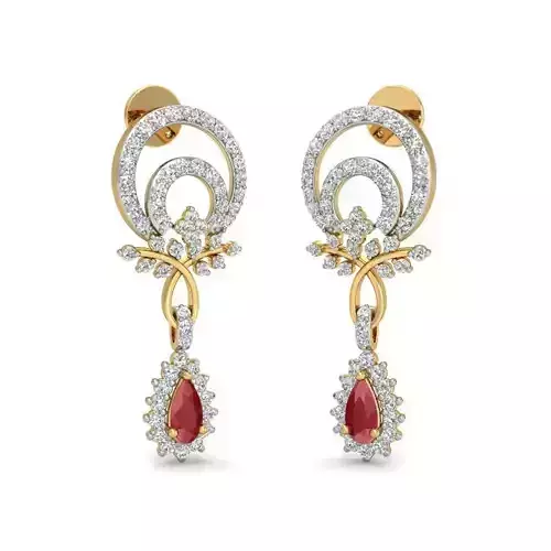 Round Shaped Drop Earrings With Ruby 2