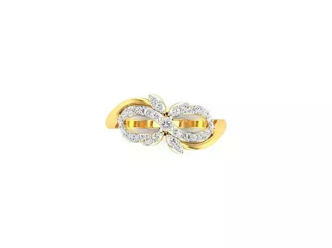 Infinity Loop Shaped Gold Ring With Diamonds
