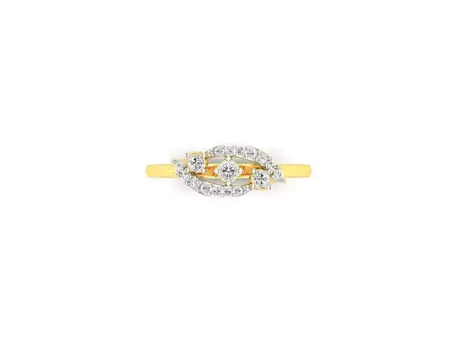 Leaf Shaped Gold Ring With Diamonds 11