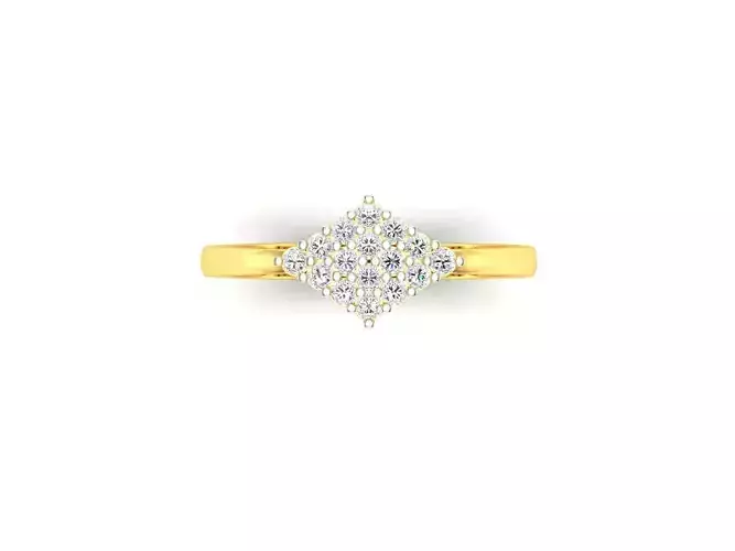 Rhombus Shaped Gold Ring With Diamonds