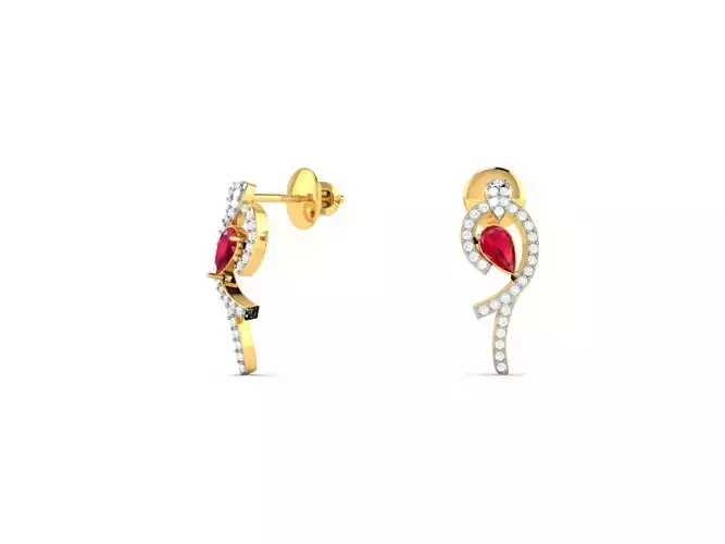 Gold Earrings With Ruby 1