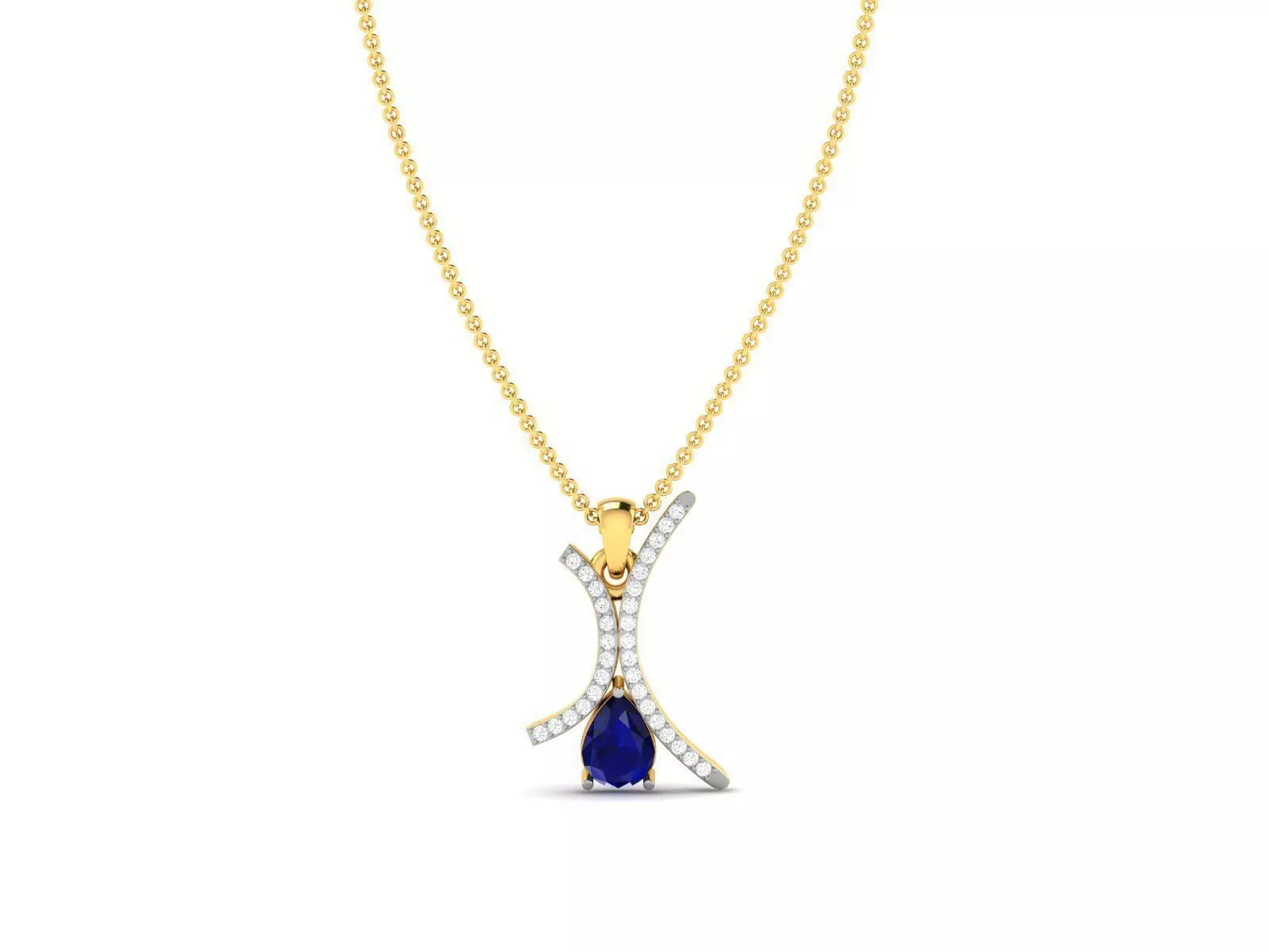 Gold Pendant With Sapphire 3D print model_0