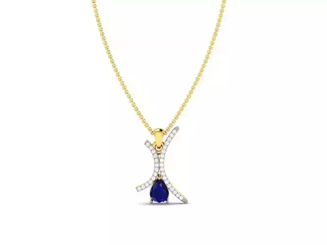 Gold Pendant With Sapphire