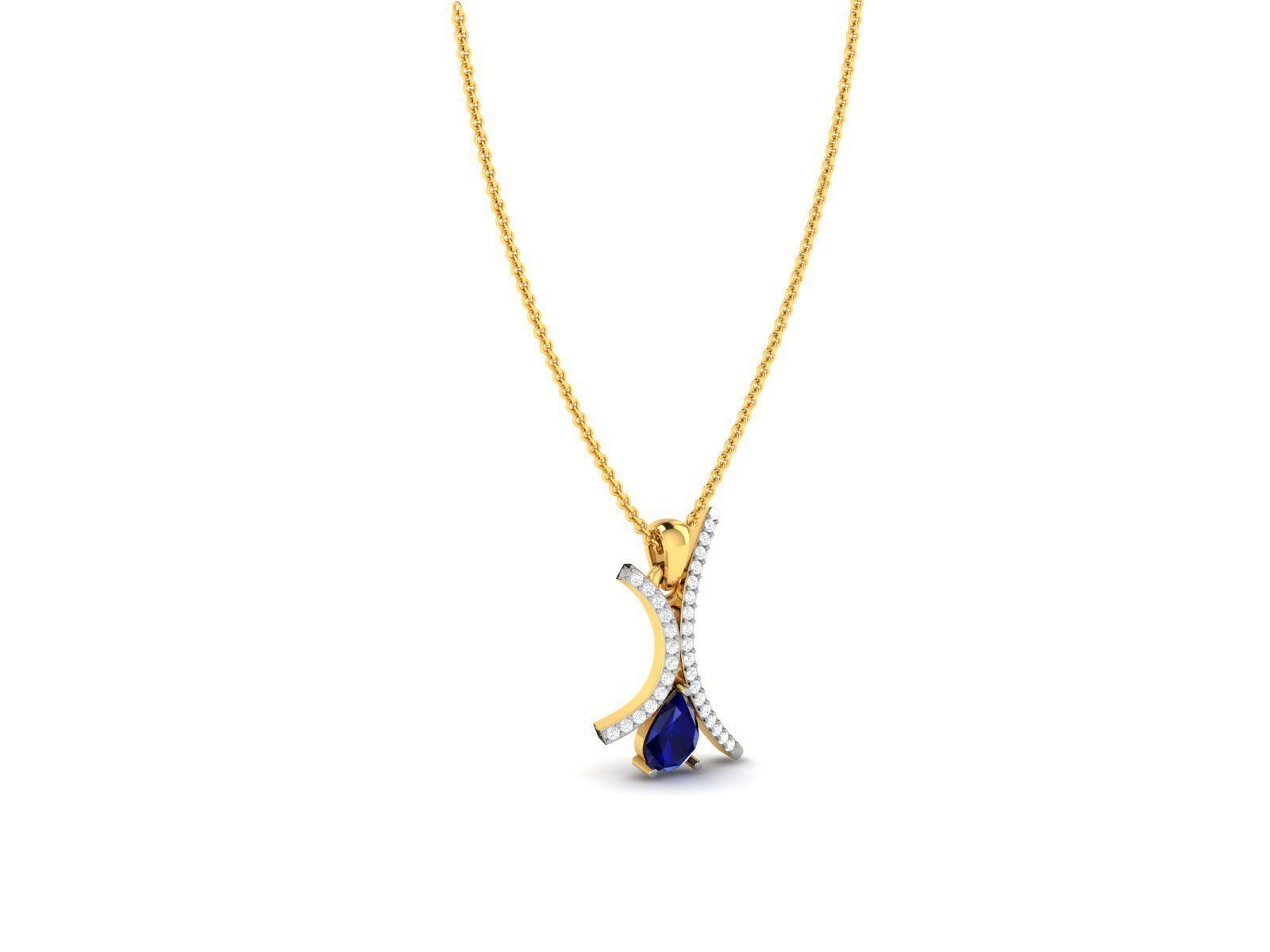 Gold Pendant With Sapphire 3D print model_1