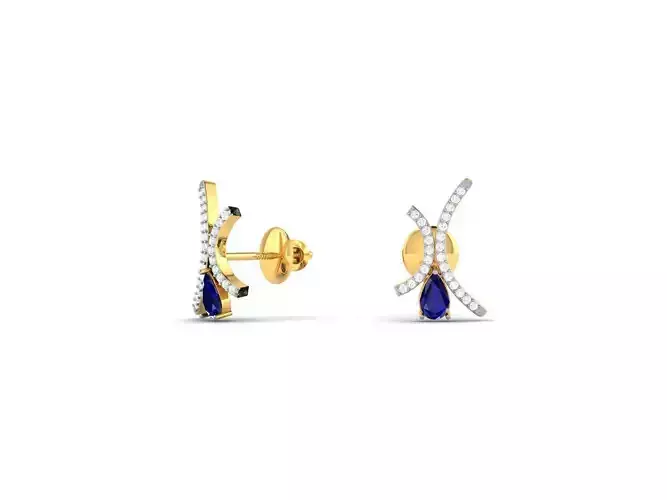 Gold Ear Studs With Sapphire