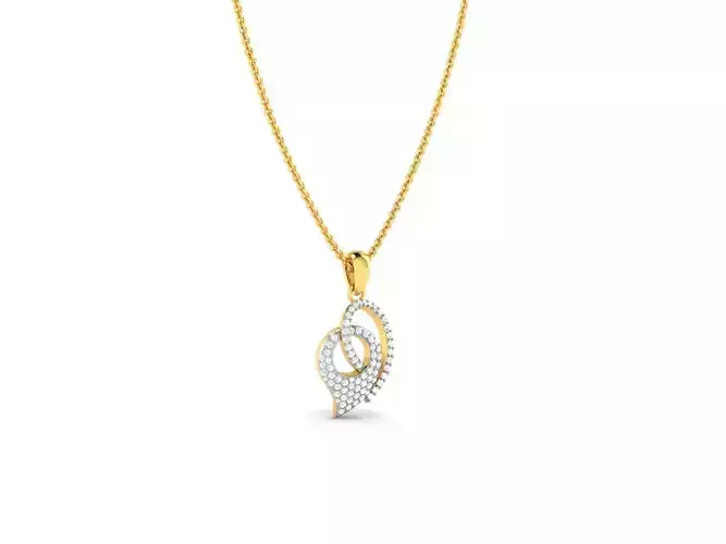 Mango Shaped Gold Pendant With Diamonds 5